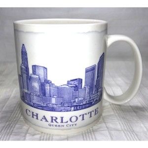 Starbucks Coffee Cup Architecture Series Mug Charlotte NC 2007 Queen City 18 oz
